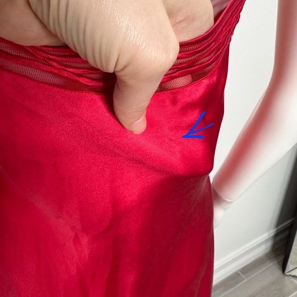 Victoria’s Secret Vintage Y2K Silk Slip Dress Maxi Mesh Detail in Red Women's - Picture 16 of 16